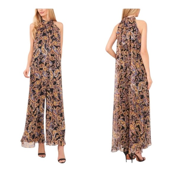 MSK
Women's Black and White Floral Halter Wide-Leg Jumpsuit size L NEW - Picture 9 of 12